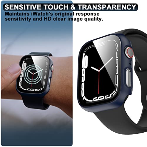 Rontion 6 Pack Hard PC Case for Apple Watch 40mm SE 3/SE 2/ Series 6/SE/5/4 | Ultra-Thin Scratch Resistant Tempered Glass Screen Protector Full Protective Bumper Face Cover Compatible with iWatch 40mm - color: Black+Blue+Green+Starlight+Clear+Rose Gold, s