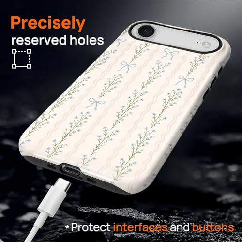 Magnetic for iPhone 17 Air Case,[Compatible with Magsafe] Dual Layer Protective Heavy Duty Shockproof Rugged Drop Protection Bumper Hybrid Case - Blue Bow Stripes - color: Blue Bow Stripes, size: iPhone 17 Air