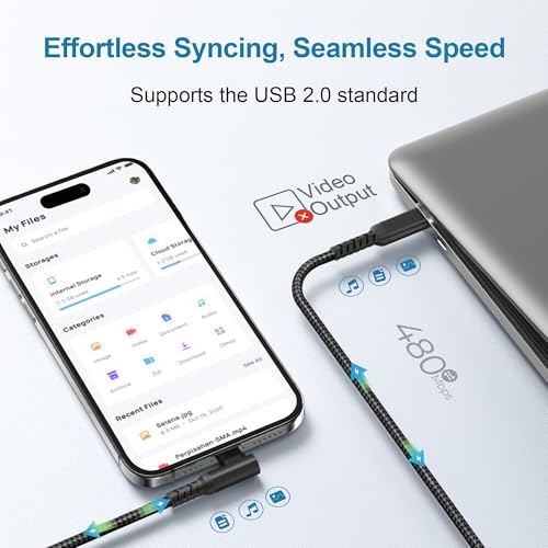 Basesailor USB C to USB C 60W Cable 6.6FT with USB A Adapter Right Angle - color: Black, size: 6.6FT/2M