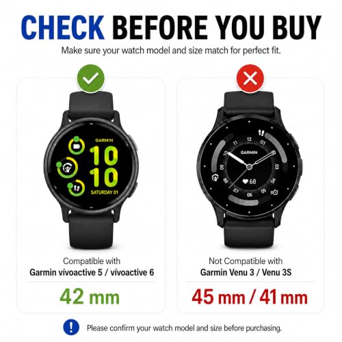 6 Pack Screen Protector for Garmin vivoactive 5/6 42mm, Tray + 4 Dust Plugs | Easy Install Dust-Free Alignment Tray, EPU Soft Film + 4 Dust Plugs, Bubble-Free, Full Coverage, HD Clear, Touch Sensitive - size: For Garmin Vivoactive 5/6 1.65-Inch