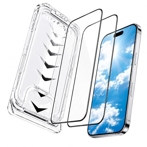 2 Pack Screen Protector for iPhone 15 Plus, 9H Tempered Glass, HD Clear, Anti-Scratch, Bubble-Free Easy Installation, Case Friendly