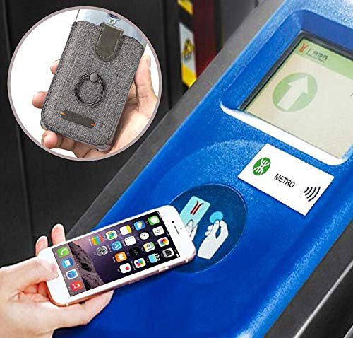 Card Holder for Back of Phone, RFID 5 Pull Phone Wallet, Gray - color: Gray