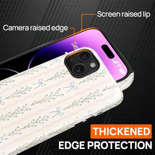 Magnetic for iPhone 14 iPhone 13 Case,[Compatible with Magsafe] Dual Layer Protective Heavy Duty Shockproof Rugged Drop Protection Bumper Hybrid Case - Blue Bow Stripes - color: Blue Bow Stripes, size: iPhone 14 iPhone 13