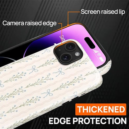 Magnetic for iPhone 14 Plus Case,[Compatible with Magsafe] Dual Layer Protective Heavy Duty Shockproof Rugged Drop Protection Bumper Hybrid Case - Blue Bow Stripes - color: Blue Bow Stripes, size: iPhone 14 Plus