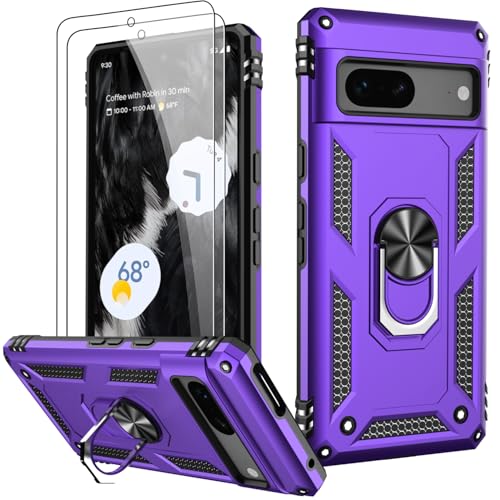 LUMARKE for Google Pixel 7A Case with Screen Protector,Pass 16ft. Drop Tested Military Grade Protective Phone Cover with Magnetic Ring Kickstand Compatible with Car Mount Holder Purple - color: Purple, size: Google Pixel 7A