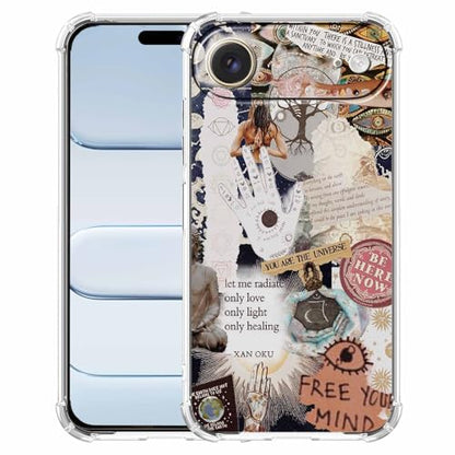 Case for iPhone Air with Aesthetic Beige Desgin,Spiritual Hippie Quotes Collage,Clear Soft TPU Bumper Phone Cover,6.5"(Beige,17Air) - color: Beige, size: iPhone Air
