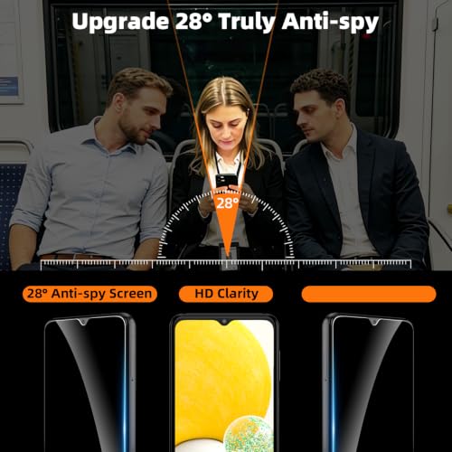 3 Pack Privacy Screen Protector for Samsung Galaxy A13 5G/A13 LTE/A12 5G, 9H Hardness Anti-Spy Tempered Glass, Bubble Free, Case Friendly, Compatible with SM-A136U/A136U1/A136W/A136B/S136DL - size: [Privacy] Galaxy A13 (3 Pack)