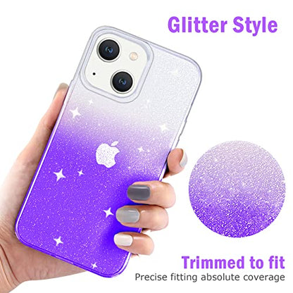 JJGoo Compatible with iPhone 13 Case, Glitter Soft TPU Shockproof Protective Bumper Cover, Sparkle Bling Sparkly Cute Slim Women Girls Phone Case for iPhone 13, 6.1inch, Gradient Glitter Purple - color: Gradient Purple