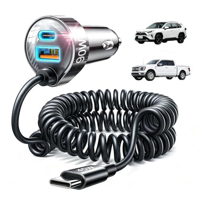 LISEN 90W USB C Car Charger for iPhone 18/17/16 Series - color: Black - 90 inch