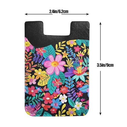 Stick On Wallet for Phone Hippie Daisy Pink Sleeve Cell Phone Pocket Card Holder Pocket Pouch for All Smartphone Phone Adhesive Card Holder PU Leather Stick on Wallet for Phone - color: Lovely Flowers
