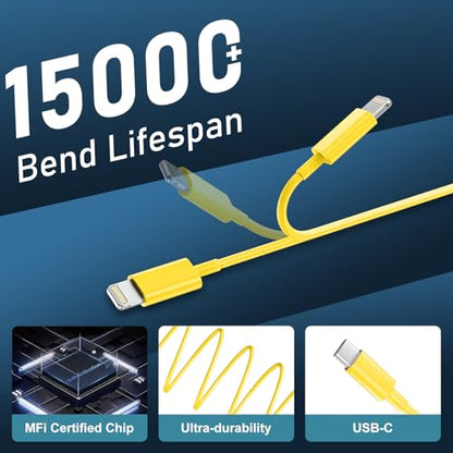 Phone 14 13 12 11 Fast Charger,10FT Long Phone Chargers Fast Charging Lightning Cable with 20W USB C Charger Block for Phone 14/14 Pro Max/13/13 Pro Max/12/12 Pro Max/11/11Pro/XS/Max/XR/X,Pad,Yellow - color: Yellow, size: 10ft