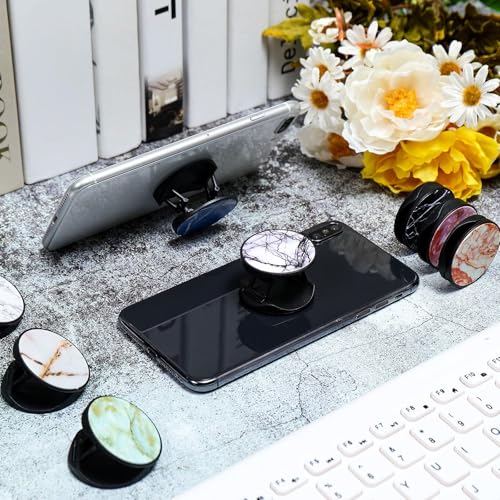 Honoson 9 Pcs Cell Phone Grip Holder Collapsible Holder, Marble - color: Marble