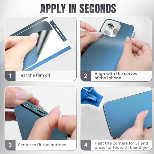 2Pcs Skin Wrap Compatible for iPhone 15 Pro – Slim Decal Vinyl Protective Film for Sides & Back – Sleek Fit, Premium Look – Compatible with All iPhone 15 Pro Cases - Metallic Midnight Blue - color: Metallic Midnight Blue