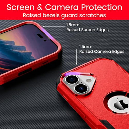 MXX for iPhone 17 Case, Heavy Duty 3 in 1 Wing Design Protective Cover with MagSafe, Phone Case 2025 (Red) - color: Red, size: iPhone 17
