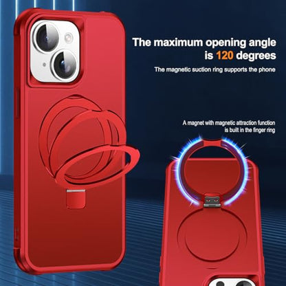 SKYLMW Compatible with iPhone 15 Case with Stand,Red | iPhone 15 Phone Case 6.1",Magnetic Ring Stand,Compatible with MagSafe,Military-Grade Protection,Great Grip Feeling - color: Red, size: Iphone 15