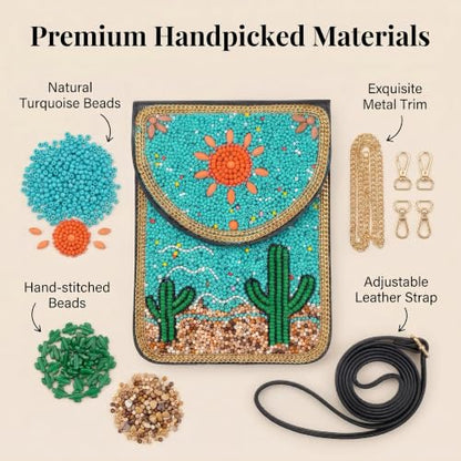 Small Crossbody Bags for Women, Cell Phone Shoulder Bag Boho Wallet Purse - color: Cactus