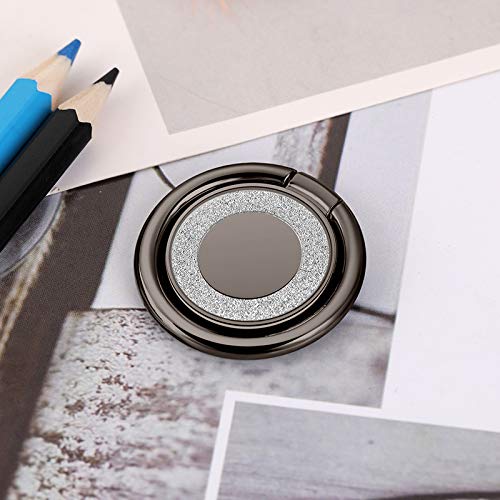 Cell Phone Ring Holder Finger Kickstand Turns 360° Degrees & 180° Degrees Adjustable to Fit Your Needs Helps Stabilize Phone for Selfies iPhone Stand Phone Grip Circle Bling 52014 (Black) - color: Black
