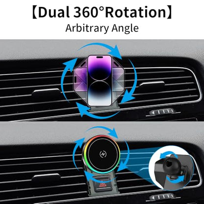 Car Magnetic Phone Mount for Volkswagen VW Golf R/GTI 2015 2016 2017 2018 2019 2020 2021 Auto Interior Accessories Best Cellphone Holder Fast 15W Wireless Charger Cell Phones Charging Screen Stand
