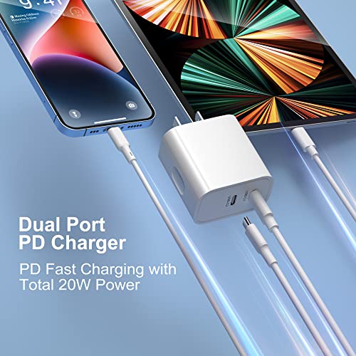 USB C Fast Charger Block, 3 Pack 20W Dual Port USB C Charging Block Brick - color: White