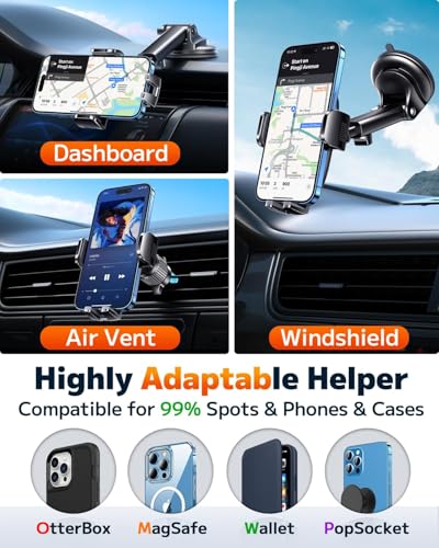 Qifutan Car Phone Holder Mount Phone Mount for Car Windshield Dashboard Air Vent Universal Hands Free Automobile Cell Phone Holder Fit for iPhone Smartphone Camera Mounts - color: Carbon fiber