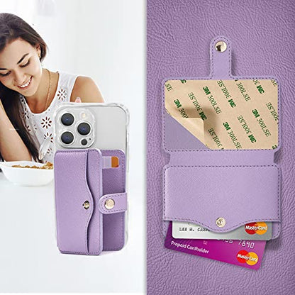 M-Plateau Slim Leather Phone Wallet Stick on With Adhesive Sticker - color: Lavender