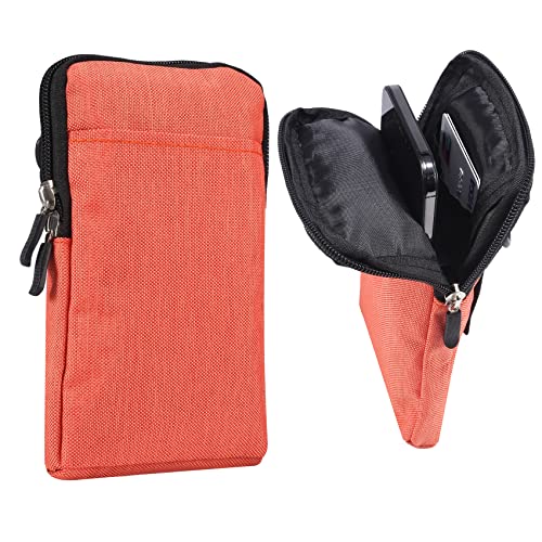 QBYVQQN Cell Phone Waist Belt Holster Mens, Waterproof Zipper Crossbody Smartphone Shoulder Messenger Bag Wallet Sling Bag - color: Orange, size: 7.2 INCH