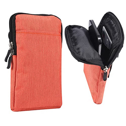 QBYVQQN Cell Phone Waist Belt Holster Mens, Waterproof Zipper Crossbody Smartphone Shoulder Messenger Bag Wallet Sling Bag - color: Orange, size: 7.2 INCH