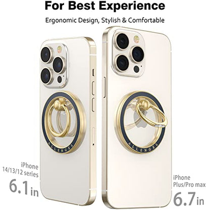Allengel Magnetic Phone Grip for MagSafe, Magnetic Ring Holder Compatible with MagSafe Phone Ring, 360°Rotating Finger Kickstand for iPhone 16 Pro Max 15 14 13 12 Plus & Android Phone - color: Gold and black ceramic
