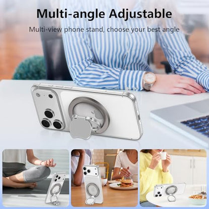 Magsafe Grip Phone Ring Holder for iPhone 17 Pro Max/17 Pro/17 Plus/17/Air/16e/16/15/14/13/12, Dual-Side Adjustable Magnetic Phone Stand Magsafe Kickstand for Samsung,Android,iPad, Magnetic Car Mount
