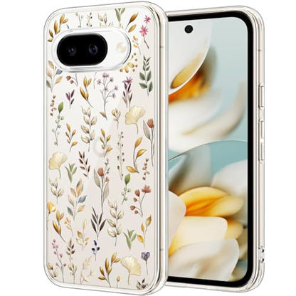 Unov for Pixel 10a Case, Clear with Design, Slim Fit Good Grip, Embossed Phone Case, Shockproof Protective Cover, Raised Camera Protection, Soft TPU, Golden Garden - color: Golden Garden