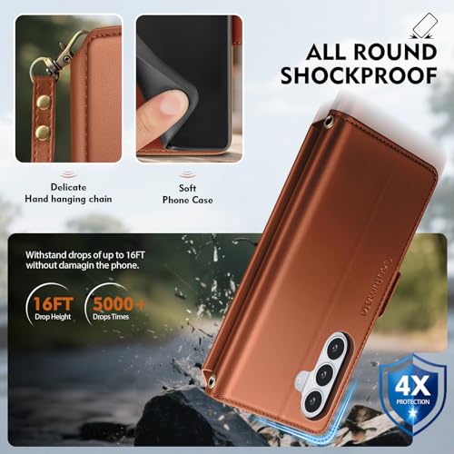 for Samsung Galaxy S26 Plus Wallet Case with Card Holder RFID Blocking PU Leather Zipper Phone Case Flip Folio Protective Cover Wrist Strap Credit Card Slots Kickstand Men Women,Light Brown - color: Light Brown, size: Samsung Galaxy S26 Plus - 6.7"