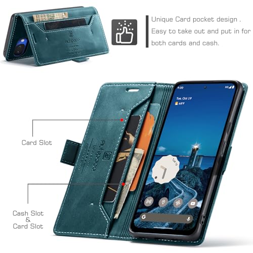 HAII Case for Google Pixel 10a 6.3",PU Leather Folio Flip Wallet Case with Card Holster Stand Kickstand Magnetic Closure Shockproof Phone Cover for Google Pixel 10a (Blue) - color: Blue