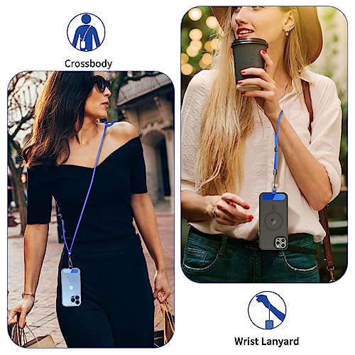 CACOE Phone Lanyard, Dark Blue, 2 Pcs - color: Dark Blue, size: 30"（Neck Strap×1）+8"（Wrist Strap×1）