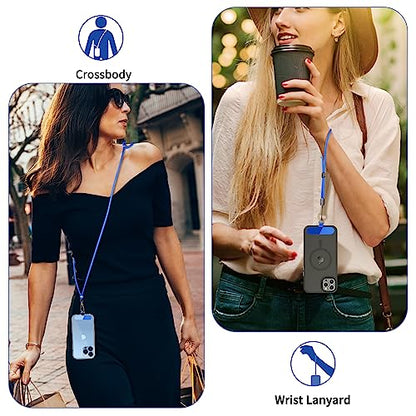 CACOE Phone Lanyard, Dark Blue, 2 Pcs - color: Dark Blue, size: 30"（Neck Strap×1）+8"（Wrist Strap×1）