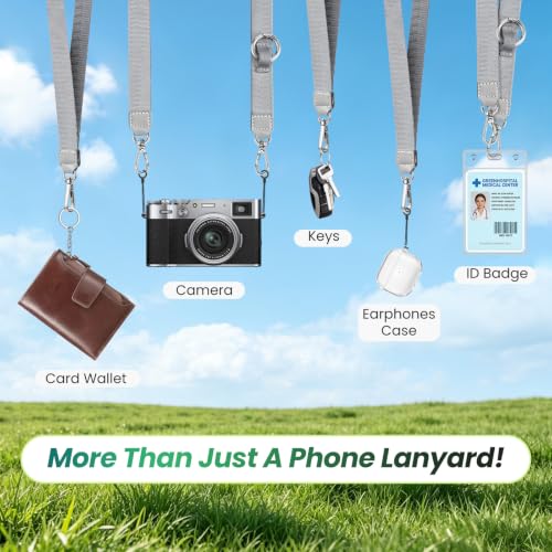takyu Multifunctional Phone Lanyard, 3 in 1 Cell Phone Detachable Adjustable Crossbody Strap & Neck Lanyard & Wrist Lanyard with 2x Tether Tab for Most Smartphones, Outdoor Travel Essential Grey - color: Greyx1