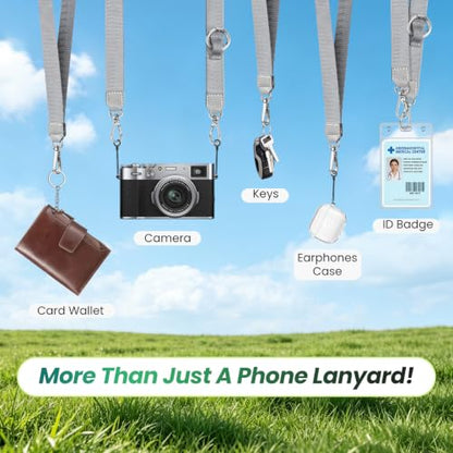 takyu Multifunctional Phone Lanyard, 3 in 1 Cell Phone Detachable Adjustable Crossbody Strap & Neck Lanyard & Wrist Lanyard with 2x Tether Tab for Most Smartphones, Outdoor Travel Essential Grey - color: Greyx1