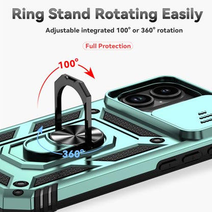 for iPhone 17 Case, with Slide Camera Cover HD Screen Protector [Military Grade 16ft. Drop Tested] Ring Holder Kickstand Protective Phone Case for Apple iPhone 17, Dark Green - color: Dark Green w/ Slide Camera 2nd gen. Military Grade