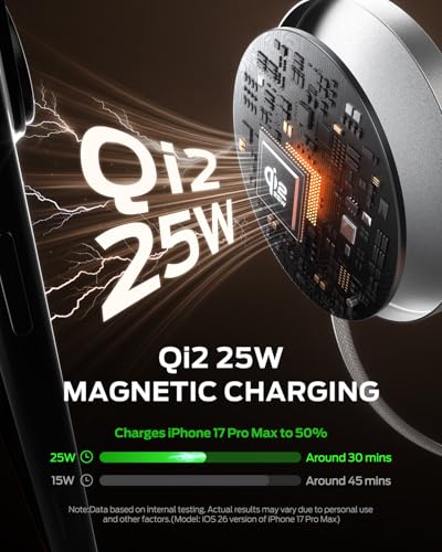 MOVESPEED Qi2.2 25W Magnetic Wireless Charger 2 Pack, MagSafe Fast Charging Pad, Compatible with iPhone 17/16/15/14/13/12 Series, AirPods Pro/4/3/2,Samsung Galaxy and More(White) - color: White, size: 2 pack