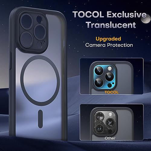 TOCOL Magnetic for iPhone 15 Pro Case, Upgraded Full Camera Protection, Compatible with Magsafe, Drop Protection, Translucent Matte Back Bumper Phone Cover 6.1-Inch (Black) - color: Black, size: Iphone 15 Pro
