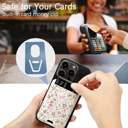 for MagSafe Wallet,Magnetic Card Holder for Phone Case - color: Butterfly Flowers