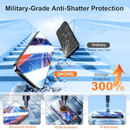 QHOHQ [1-Second Auto-Install] 3 Pack Screen Protector for iPhone Air + 3 Pack Camera Lens Protector, 9H+ Shatterproof Tempered Glass for iPhone 17 Air, [12FT Military Grade Protection], Case Friendly - size: iPhone Air 6.5 Inch