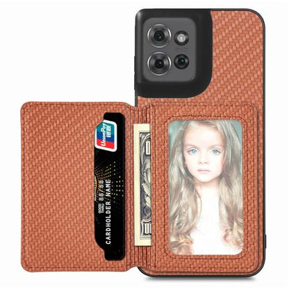 for Motorola Moto G Power 2026 Case Wallet with Card Holder Brown | Shockproof Protective Phone Cases Cover, Carbon Fiber Pattern Design, Built-in 2 Credit Card Slots, Hidden Magnetic Closure - color: Brown