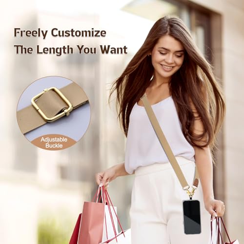 TiMOVO Phone Lanyard Crossbody Wrist Strap, Adjustable Anti-Theft Phone Strap for All Phone Case, lanyard for Women and Men - color: Beige
