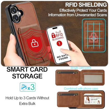 L3 2 in 1 Detachable Leather Wallet and Phone Cases Compatible with iPhone 17 Case with Card Holder RFID Blocking, Compatible with Magsafe Charging 6.3 Kickstand (Brown, IP 17) - color: Brown, size: 6.3 inches