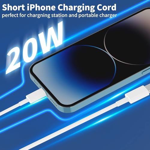 [Apple MFi Certified] Short USB-C to Lightning Cable (3Pack 0.6FT), iPhone Fast Charger Cable USB-C Power Delivery Charging Cord High Speed Data Sync for iPhone 14 13 12 11 Pro XS XR X 8 iPad Airpods