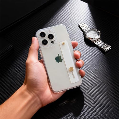 Strap Case for iPhone 13 Pro Max with Stand, HD Clear | Wrist Strap Kickstand, Adjustable Finger Hand Grip Loop, Slim Transparent Anti-Scratch Back, Soft Bumper Phone Cover - color: HD Clear, size: iPhone 13 Pro Max
