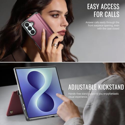 for Samsung Galaxy Z Fold 8 Ultra - Case Wallet Slim, Wine Red - color: Wine Red, size: Samsung Galaxy Z Fold 8 Ultra