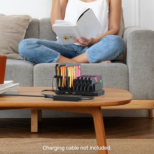Alxum USB Charging Station with QC 3.0, 10 Port Multi-Device Charging Dock - color: Black, size: 60W-10 QC3.0