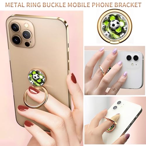 Cell Phone Ring Holder, Cute Metal Phone Grip Stand Finger Ring Kickstand, Flexible 360°Rotation Phone Tablet Case Accessories Compatible with Most Phones Green Neon Soccer - color: Green Neon Soccer