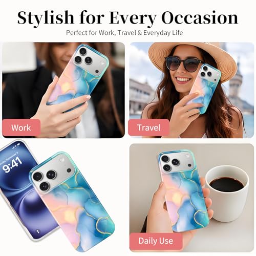 Case Compatible with iPhone 17 Pro Max, 2025 Anti-Yellow Ultra Transparent Soft TPU Phone Case, Shockproof Anti-Slip Slim Lightweight Full Coverage Protective (Marble Pattern 1) - color: Marble pattern 1